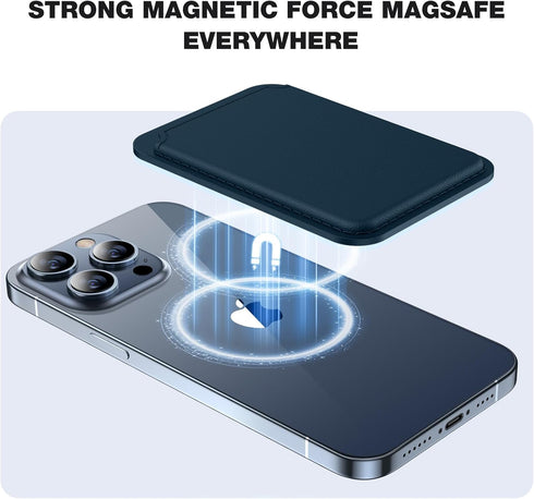 Miracase for MagSafe Wallet, Magnetic Card Wallet Holder, Compatible with MagSafe Wallet, 3-Card Holder, for iPhone 15/14/13/12 Series,Blue...