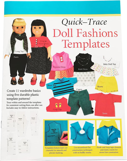 YICBOR Quilting Rulers and Templates, Quick-Trace Doll Fashions Templates Wardrobe Basic Using Five Durable Plastic Template Patterns(1Set=5pcs)...