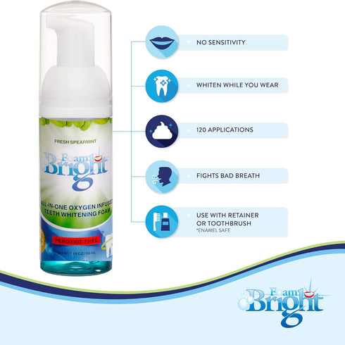 Retainer Cleaner & Aligner Cleaner FoamBright, Great for Invisalign,Candid, Byte, Night Guard, Mouth Guard Denture Whitener Toothpaste & Braces Cl...