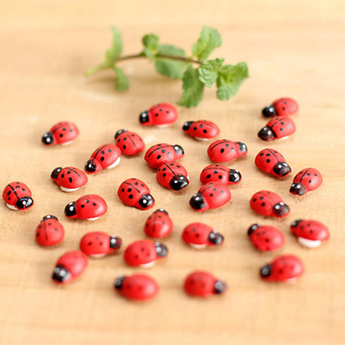 20-Piece Set: Seven-Spot Ladybug Décor - Wooden Handcrafted Simulation Beetle Garden with Realistic Ladybug Insect Miniature Sample Model - Yard, ...