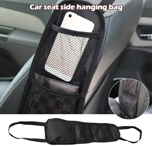 Car Seat Side Organizer, Automobile Seat Storage Hanging Bag, Multi-Pocket Drink Holder, Mesh Pocket Car Seat Phone Holder for Cars/Truck (Black)...