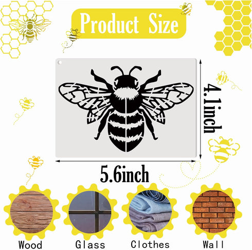 Bee Stencils for Painting on Wood, Honey Bee Honeycomb Stencils for Crafts Reusable Wood Burning Drawing Art Queen Bee Paint Stencils and Patterns...
