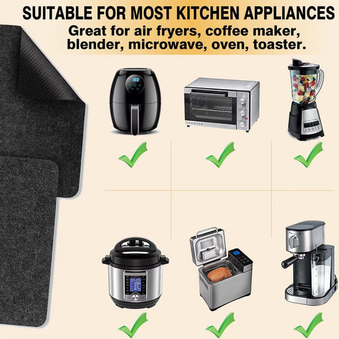 Heat Resistant Mats for Air Fryer Coffee Maker Kitchen Countertop, 4 Pcs 16 x 12 In Non-slip Silicone Appliance Slider for COSORI Ninja Foodi Air ...