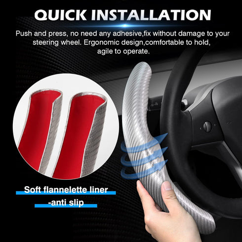 Cartist Carbon Fiber Steering Wheel Cover Custom Fit for Tesla Model 3 2017-2023 2024 and Model Y 2020-2023 2024 Anti Skid Leather Car Segmented S...