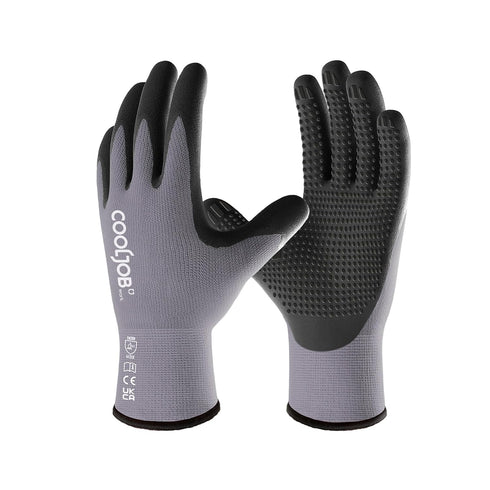COOLJOB 6 Pairs Nitrile Rubber Coated Nylon Safety Work Gloves Pack Bulk, Dotted for Non-Slip Grip, Breathable Soft Seamless Knit Nitrile Dipped G...