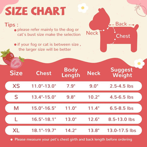 Dog Dresses for Small Dogs Girl female Dog Clothes Cat Clothes Cat Dress Cute Cotton extra small Summer clothes Bow Decor Printed Strawberry Dog B...