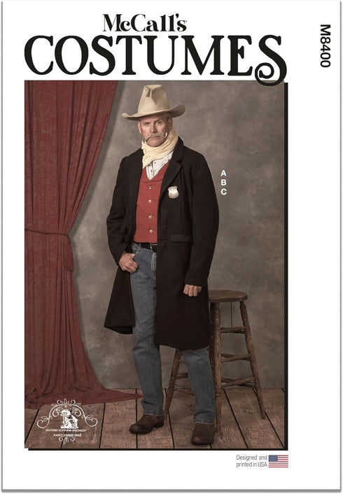 McCall's Men's Old West Sheriff Costume Sewing Pattern Packet, Design Code M8400, Sizes 34-36-38-40-42...