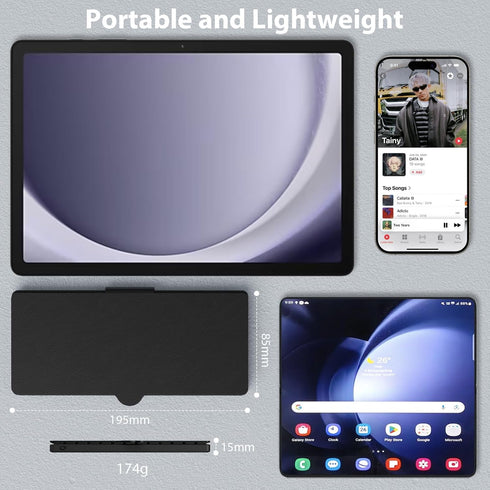 Doohoeek Universal Bluetooth Keyboard for Samsung Galaxy Z Fold, iPads, Tablets and Phones, Dual Bluetooth Mini Keyboard with Any-Angle Kickstand ...