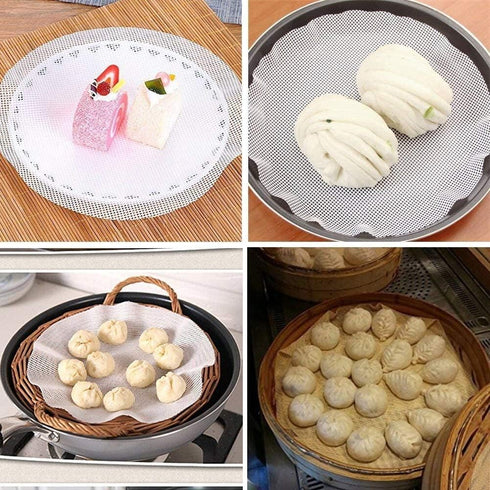 4 Pieces Round Silicone Reusable Steamer Mat Mesh Sheet for Fruit Dryer,Food Dehydrator Sheets Dryer Mesh,10" Diameter...