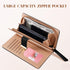 Women's Long Leaf Bifold Wallet Leather Card Holder Purse Zipper Buckle Elegant Clutch Wallet Handbag for Women - Black...