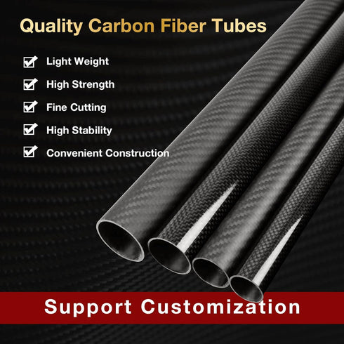 ARRIS 8mm Carbon Fiber Tube, 6mm x 8mm x 500mm 3K Roll Wrapped 100% Pultruded Carbon Fiber Hollow Tubing for RC Plane Boat Twill Matte (2 PCS)...