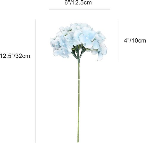 ONLY ART Blue Silk Hydrangea Flower Heads 10 Pcs with Removable Stems 12.5" Faux Flowers for Home, Wedding & Event Décor...