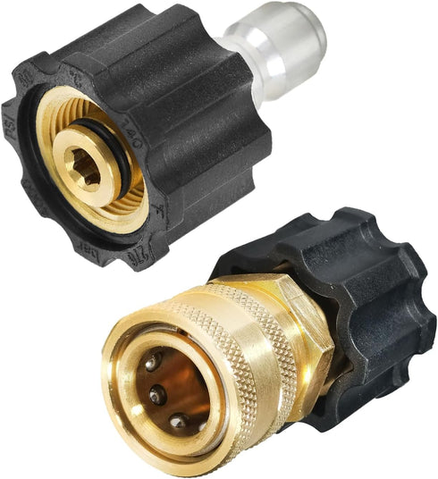 YAMATIC Pressure Washer Quick Connect Kit, M22 14mm Female to 3/8" Socket and M22-14mm Female to 3/8" Plug, Pressure Washer Quick Connect Fittings...