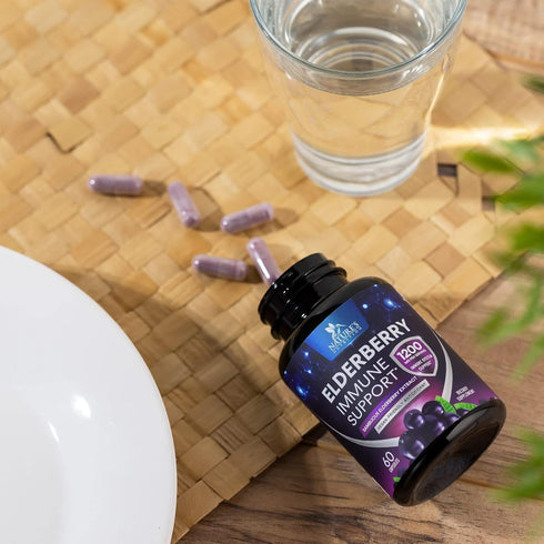 Elderberry Immune Support 10:1 Extract Capsules - Daily Immune Support Supplement for Adults, Natural Sambucus Black Elderberry Vitamins, Vegan Vi...