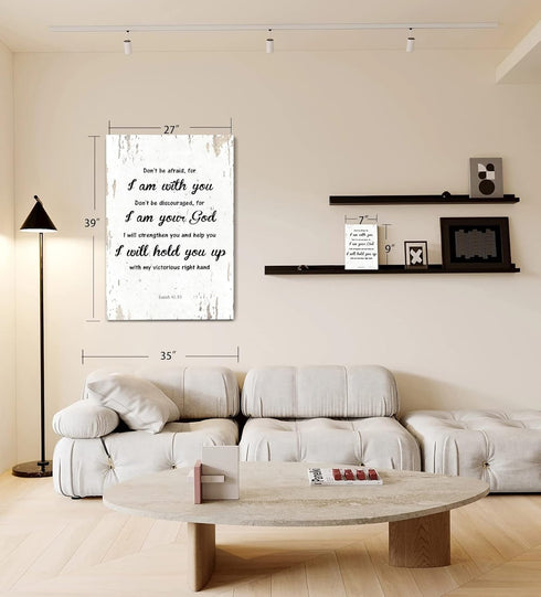 Isaiah 41:10 Don't be Afraid, for I am with you Bible Verse - FRAMED - Canvas Print Home Decor Wall Art, Gallery Wrap Inner Frame, 14x18, White...