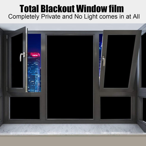 Blackout Window Film, Static Cling Window Tint 100% Light Blocking No-Glue Window Cover for Home Privacy, Room Darkening, Nap Time, Aquarium, Baby...