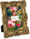 Laura Ashley 4x4 Gold Ornate Textured Hand-Crafted Resin Picture Frame with Easel & Hook for Tabletop & Wall Display, Decorative Floral Design Hom...