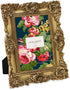 Laura Ashley 4x4 Gold Ornate Textured Hand-Crafted Resin Picture Frame with Easel & Hook for Tabletop & Wall Display, Decorative Floral Design Hom...