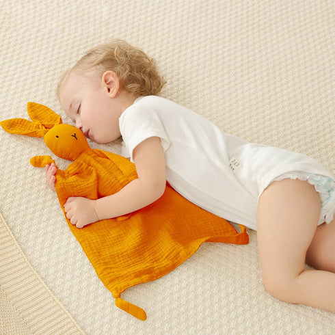ZIGJOY Bunny Lovey Muslin Cotton Baby Security Blanket Soft Breathable Lovies for Babies Gifts for Newborn Infant Toddler Boys and Girls, Grey...