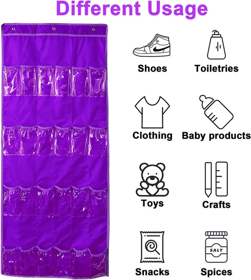 Hanging Over Door Toy Storage Organizer (24 Pockets), Compatible with LOL OMG Dolls Surprise Doll (Toys Not Included), Purple(57.5''x22'') (Purple...