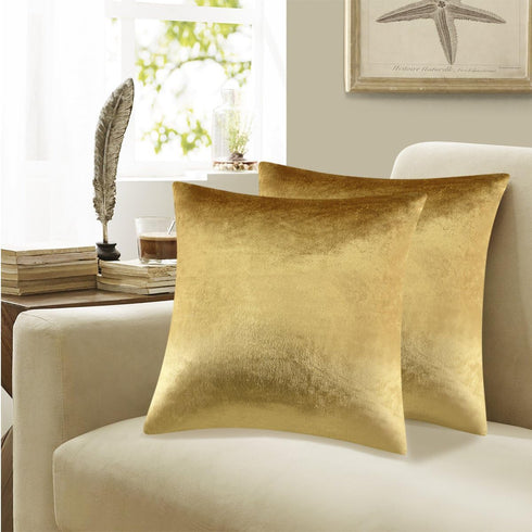 GIGIZAZA Decorative Throw Pillow Covers 16x16,Set of 2 Gold Square Couch Pillow Covers,Velvet Sofa Boho Cushion Pillows...