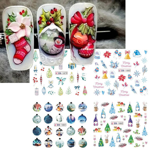 Christmas Nail Art Stickers 12 Sheets Christmas Nail Decals Water Transfer Nail Art Supplies Snowflakes Gnomes Christmas Tree Nail Designs Cute Wa...