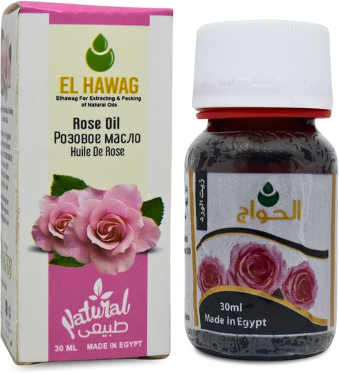 Rose Oil Elhawag Cold Pressed Premium Natural Pure Undiluted Fresh Original for The Body and Hair Non Gmo Kosher Halal for Men & Women (1 Pack = 1...