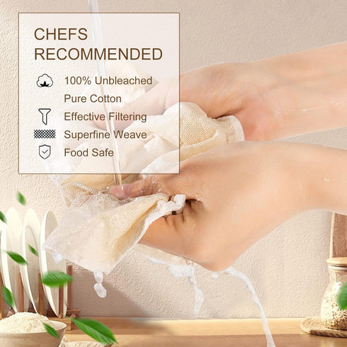 Cheesecloth, Precut 20x20Inch, Grade 90 Hemmed Cheese Cloths for Cooking Reusable and Washable, 100% Unbleached Pure Cotton Muslin Cloths for Stra...