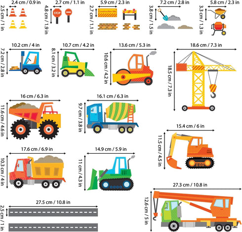 DECOWALL DS-8012 Construction Site Cars Island Kids Wall Stickers Wall Decals Peel and Stick Removable Wall Stickers for Kids Nursery Bedroom Livi...