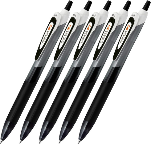 Zebra sarasa dry Gel ballpointpens 0.4mm ink color(Black) Pack of 5...