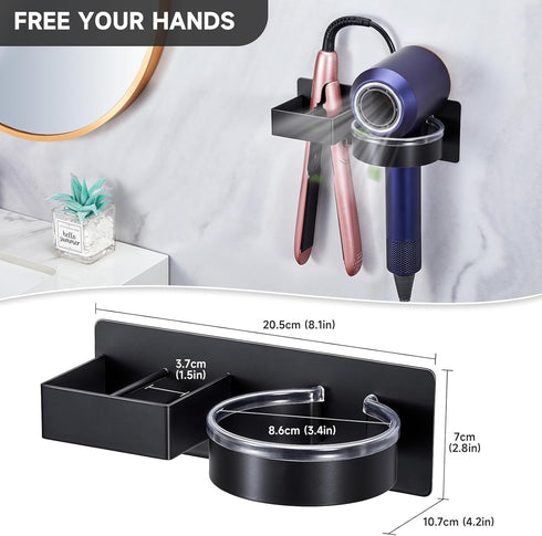 Hair Dryer Holder Blow Dryer Holder Wall Mounted, Adhesive Hair Straightener Holder, Hair Tool Organizer for Curling Iron Holder, Stainless Steel ...