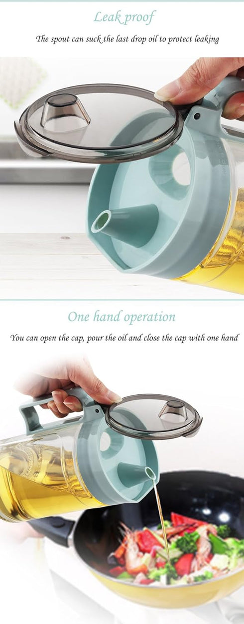 TENTA KITCHEN Olive Oil Vinegar Syrups Bottle Dispenser Cruet - 650ml(22Oz) Oil Bottle Glass With No Drip Plastic Bottle Spout And Protective Cap...