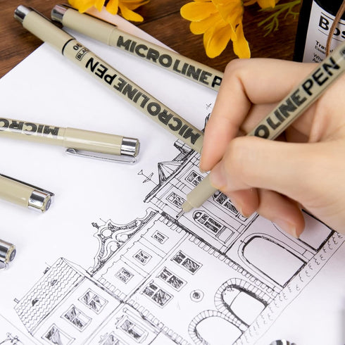 KERIFI Micro-Pen Fineliner Ink Pens, 12 Pack Black Micro Fine Point Drawing Pens Waterproof Archival Ink Multiliner Pens for Artist Illustration, ...