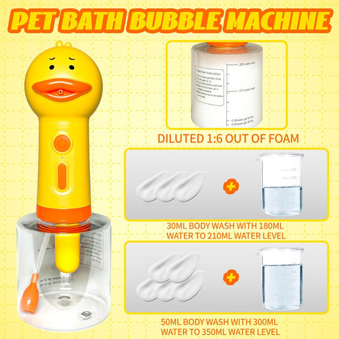 Dog Shampoo Frother,Pet Bath Brush - Deep Cleaning Foam Machine with 350ml Capacity, Dog Soap Dispenser and Shampoo Sprayer, 1200mAh Ultra Long St...
