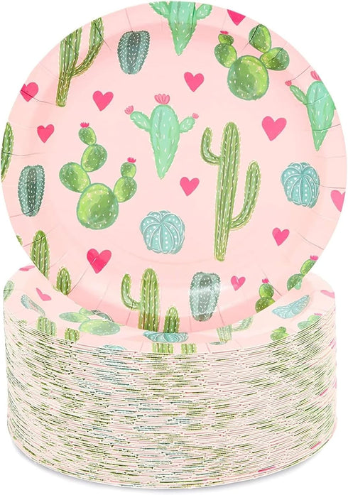 Sparkle and Bash Fiesta Plates for Cinco de Mayo Party Supplies and Cactus Themed Decorations (7 In, Pack of 80)...
