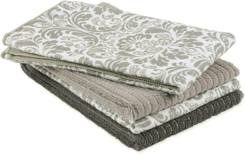 DII Cleaning Collection Multi-Purpose Microfiber, Gray Damask, Dishtowel Set...