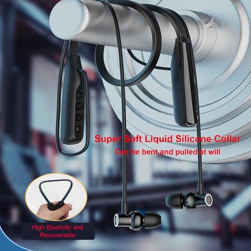 Wireless Bluetooth 5.3 Neckband Headphone, Hanging Neck Magnetic Attraction Headset with LED Power Display, Foldable Silicone Collar Sports Earpho...