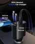 SUPERONE Retractable Car Charger for iPhone with Dual Lightning Cables, 4 in 1 USB C Car Charger Adapter with PD 60W Fast Charging Compatible with...