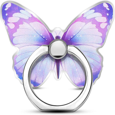 Purple Metal Cell Phone Ring Butterfly Holder, Finger Kickstand Back Stand Hand Grip Compatible with Smartphone, Tablet, E-Reader, Etc.......