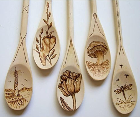 Kitchen Wooden Spoons Mixing Baking Serving Utensils Puppets 10 In - 12 Pack...