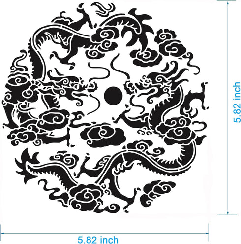 Alinacutle Two Dragons Metal Stencils,Wood Burning Stencils,Stainless Steel Stencils Kit,Templates Tool for Wood Carving,Engraving and Scrapbookin...