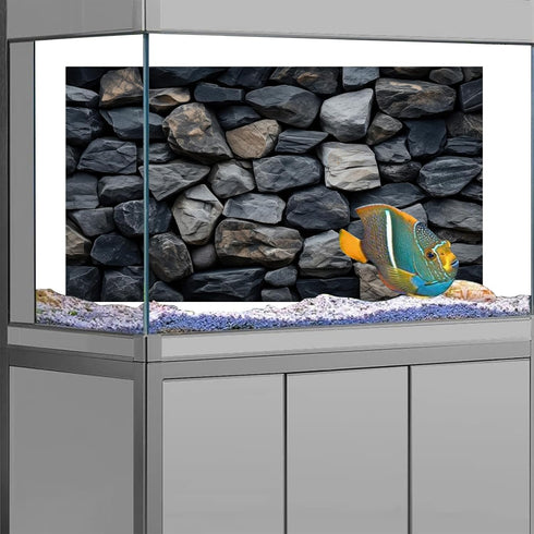 Underwater Stone Aquarium Background, Rock Wall Nature Landscape Fish Tank Backdrop Decor, Polyester Fabric with 6 EVA Double-Sided Tapes 48x24 in...