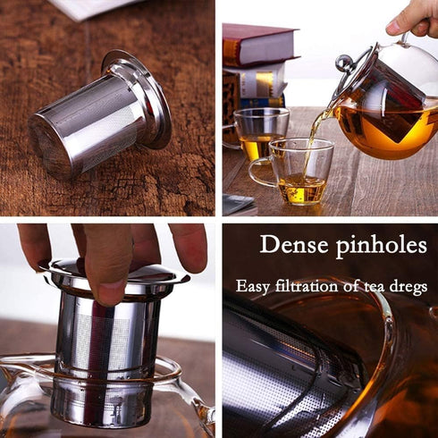 Glass Teapot with Removable Infuser Stovetop & Microwave Safe Borosilicate Clear Glass Teapot (22OZ)...