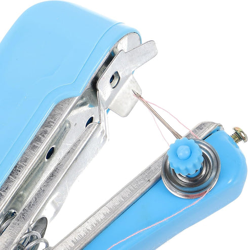 Blue Handheld Sewing Machine, Portable Mini Manual Sewing Machine Handy Needlework Tool Mini Sewer Machine Hand Stitcher Sewing Machine Beginner S...
