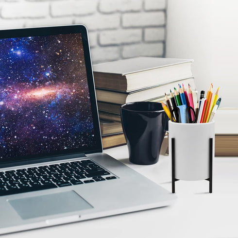 Pencil Holders & Pen Holders for Desk,Ceramic Pen Holders with Black Metal Bracket for Women, Desktop Stationery Organizer Table Makeup Brush Hold...