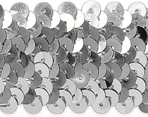 Trims by the Yard 4-Row Metallic Stretch Versatile Crafts Durable Sequin Trim for Costumes Fashion and Home Decor, 1 1/2-Inch, 10-Yard Cut, Silver...