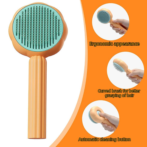 self cleaning cat brushcat combPet comb Cat comb pet brush Pet Self-cleaning needle comb pet hair remover pet comb (orange)...