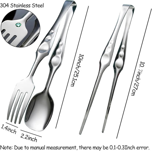 2 Pcs Kitchen Tongs Set, 304 Stainless Steel Food Tongs for Barbecue Cooking Salad Grilling Frying and Serving...