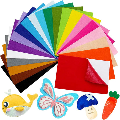 Eppingwin 20 PCS Multi-colored Felt, Soft Felt Sheets, 7"x11.3" Felt Fabric Sheets, Rectangle Felt Sheets with Adhesive Backing,Felt for Crafts...