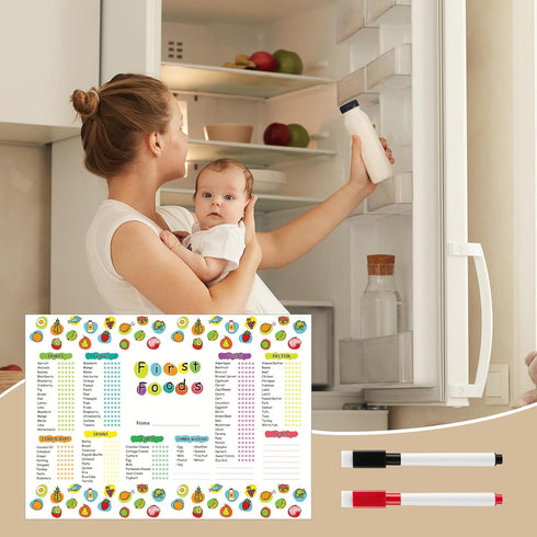 Baby Foods Tracker Fridge Magnet 9.84 x 13.78 Inch Dry Erase Menu Board for Fridge Log Daily Baby Food Chart Checklist Magnet Foods Tracker Whiteb...